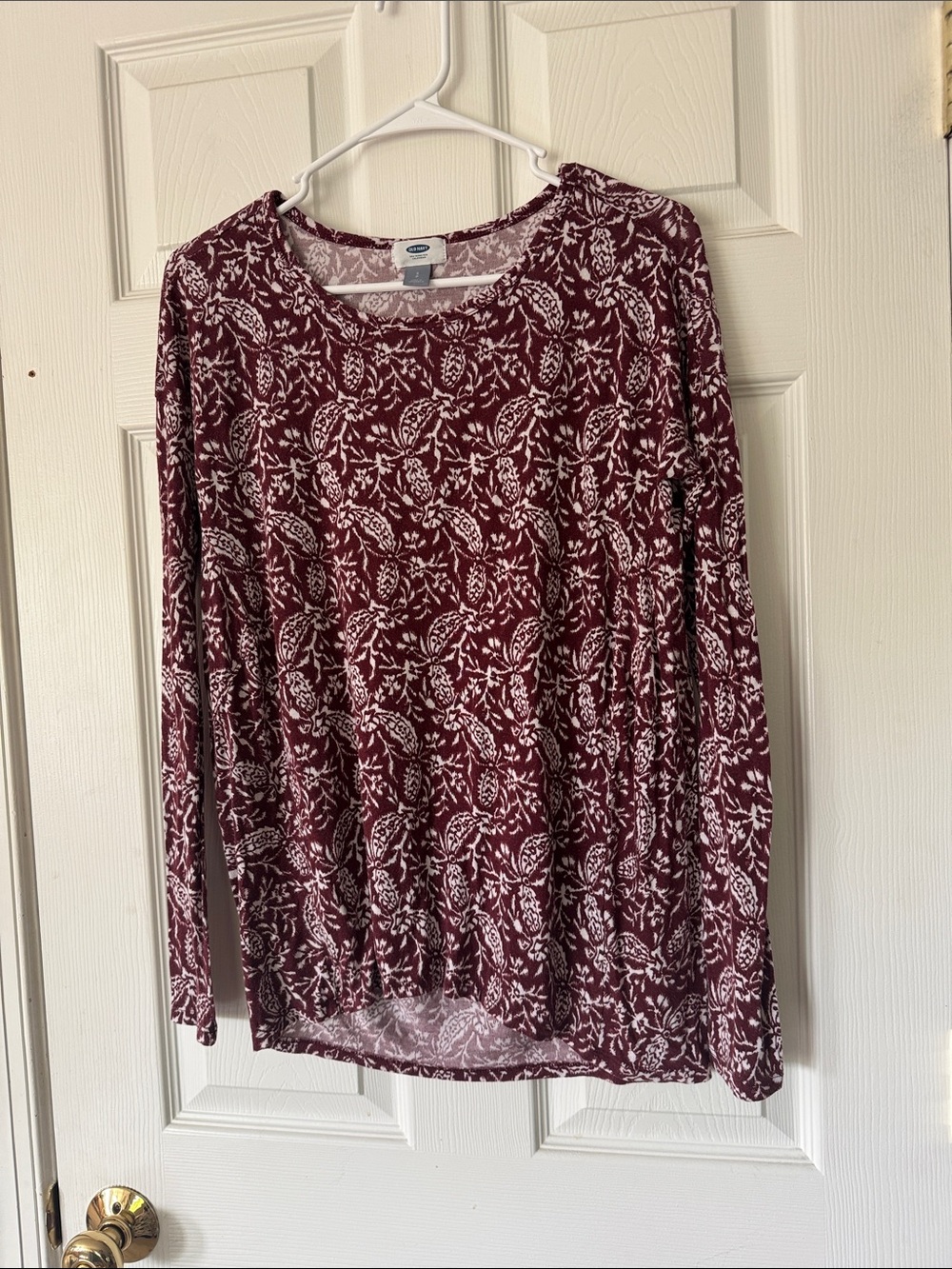 Old Navy Burgundy Long Sleeve Floral Top size S